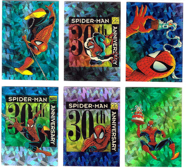 Marvel 30th Anniversary 1992 SPIDER-MAN Holo Prism Cards p7-12 VF-NM