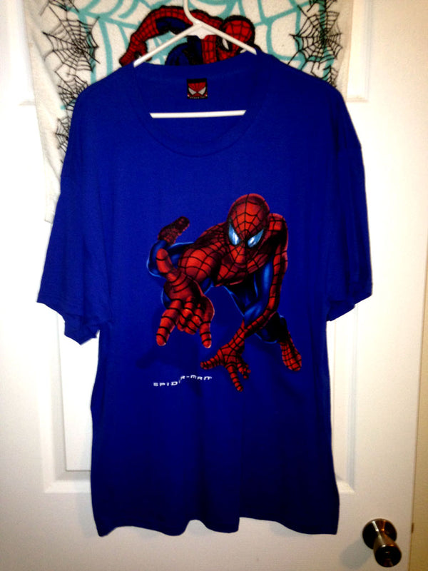 Classic Spider-Man movie promo  T shirt  Large Blue