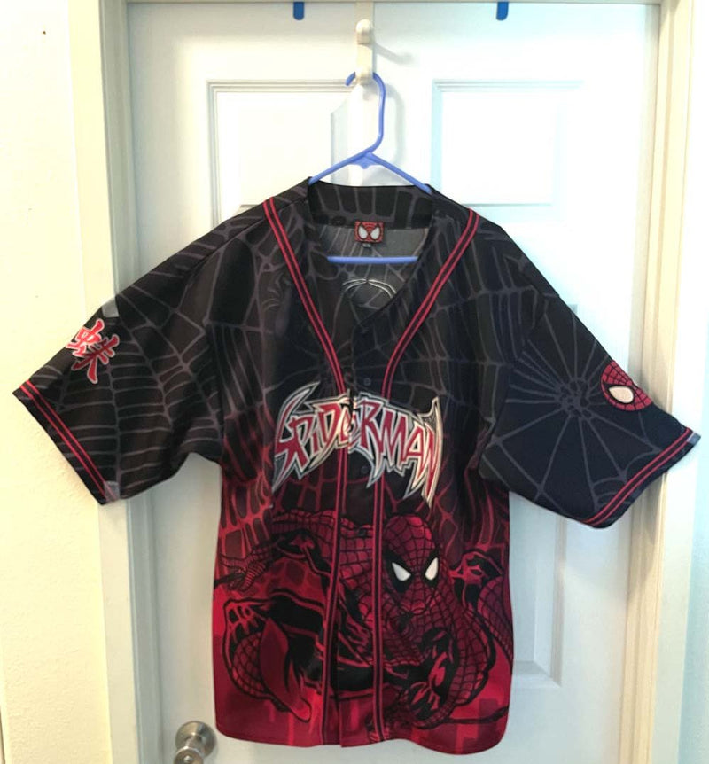 Vintage Spider Man Baseball Jersey Mens Large Anime Shirt