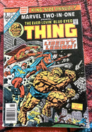 Comic book cover featuring superhero characters on a textured red background