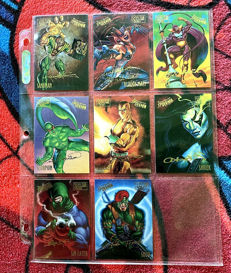 Spider-Man Gold Foil Signature Cards 85 card lot NM