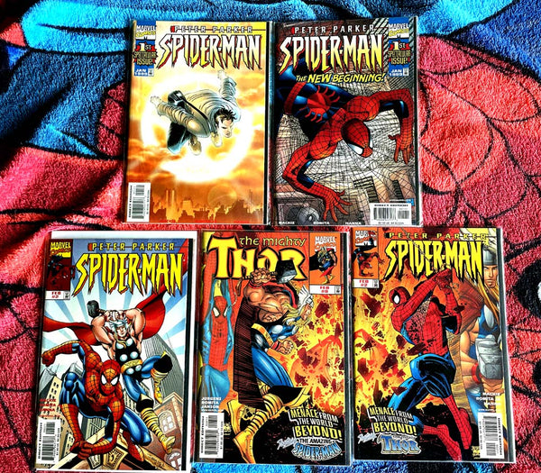 Peter Parker Spider-Man #1,2 and Thor *-Sunburst variant #1 VF-NM