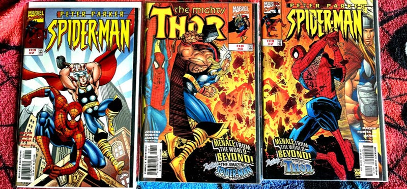 Peter Parker Spider-Man #1,2 and Thor *-Sunburst variant #1 VF-NM