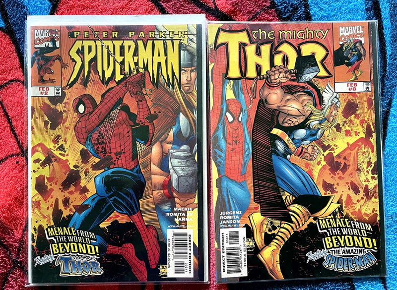 Peter Parker Spider-Man Vol. 2 #1,2,variant 2,Thor #8 Menace from Beyond VF-NM