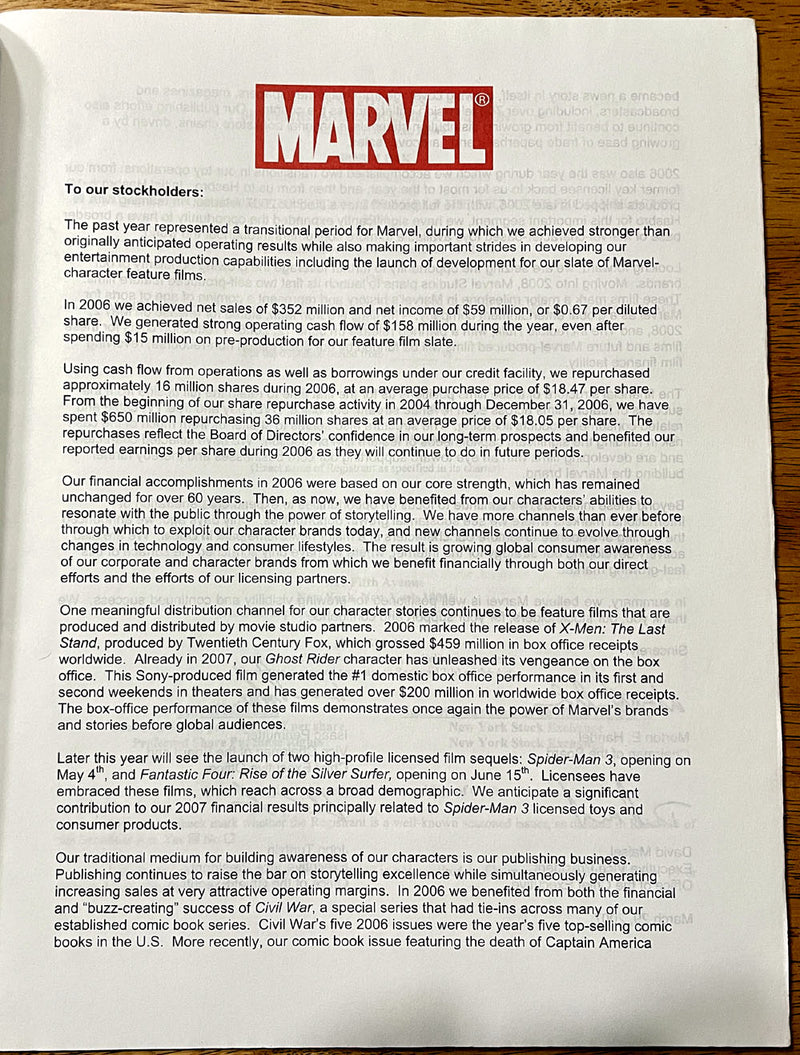 Marvel Annual Report 2006   VF RARE!
