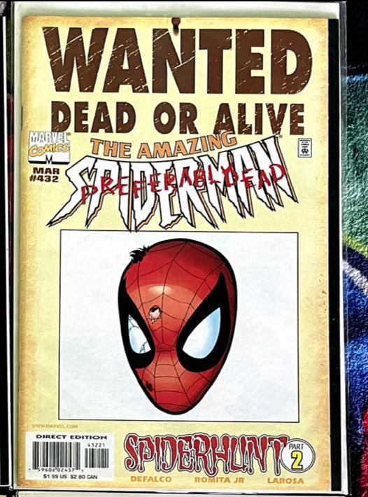 Spider-Man Wanted Dead or Alive-the Amazing Spider-Man #432 variant NM