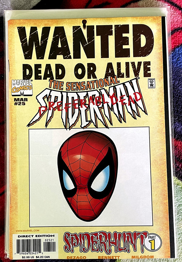 Wanted Dead or Alive-Sensational Spider-Man #25 detached cover