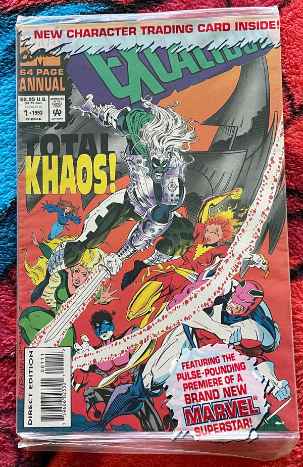EXCALIBUR Annual #1 VF-NM 1993 Marvel - Illustration/couverture de Mark McKenna - 1ère application Khaos