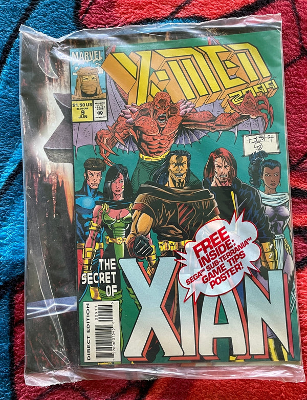 X-Men XIAN 2099 #9 avec Sega Sub-Terrania Conseils de jeu Affiche Polybagged VF