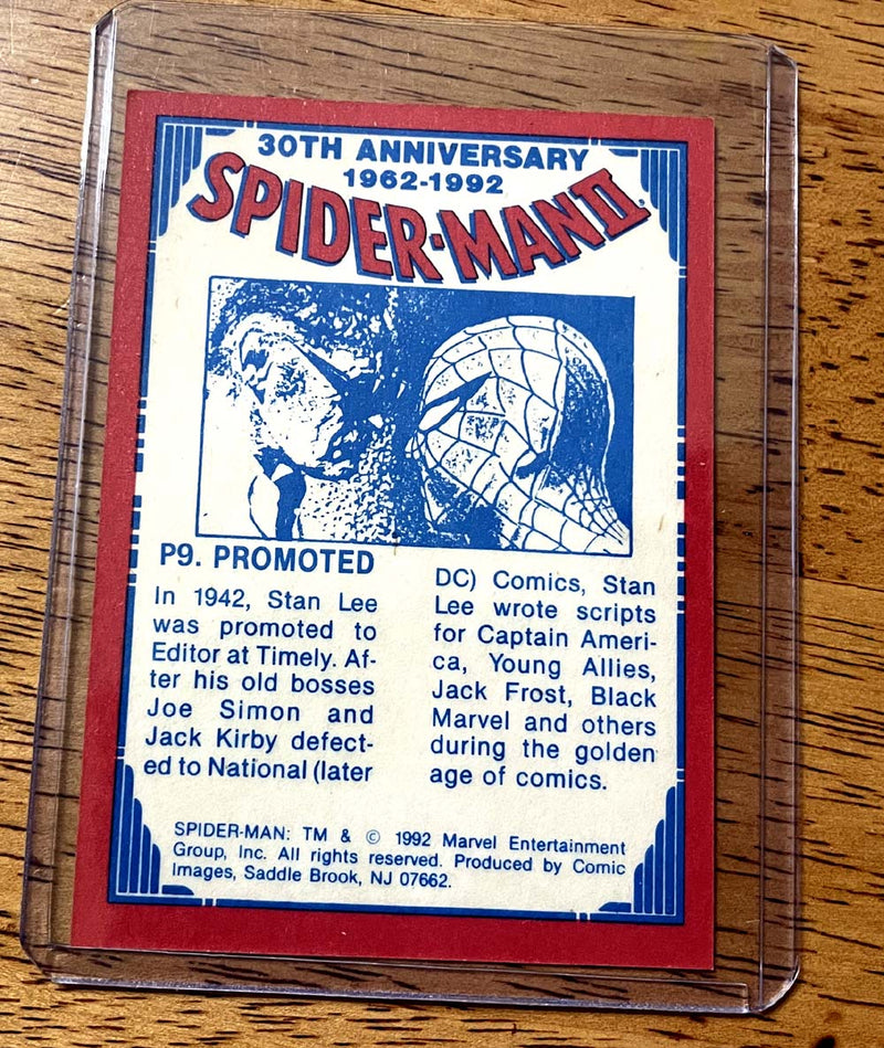 1992 Marvel Comics Spider-man P9 30e anniversaire Prism Card NM