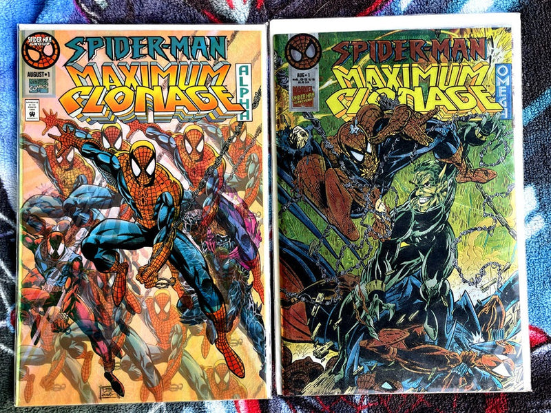 Spider-Man Maximum Clonage Alpha & Omega Embossed Acetate Cover-VF-NM
