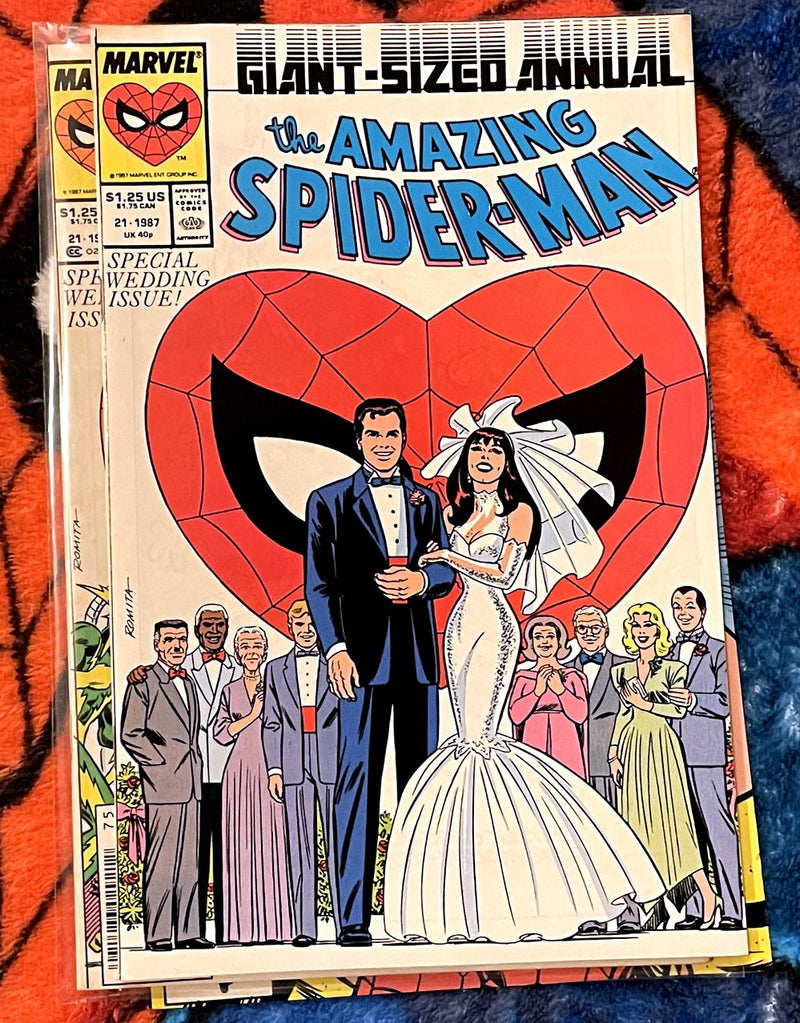 The Amazing Spider-Man  Annuals 21(both covers) + Marvel Saga 22 Wedding Issue VF