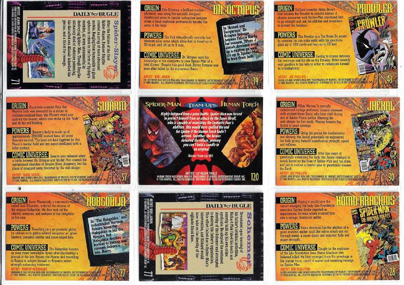 1995 Fleer Ultra Spider-Man  Gold Foil Signature 9 card set NM