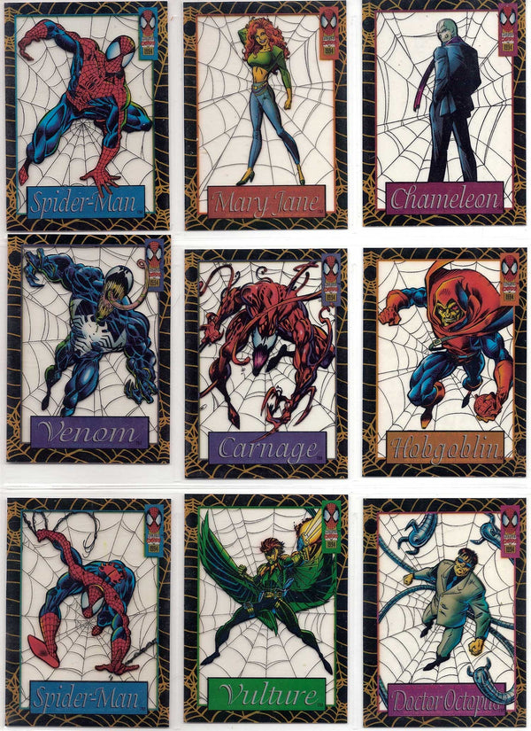 1994 Fleer Spider-Man Suspendu Animation Jeu de cartes complet 1-12