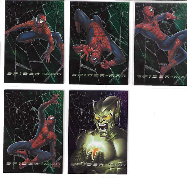 SPIDER-MAN 2002 TOPPS WEB TECH FOIL #1-5 complete NM